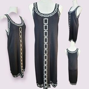 Adrienne Vittadini Black and White Chain Dress